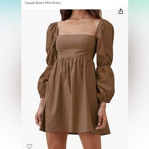 XLURA brown long puffer sleeve dress
